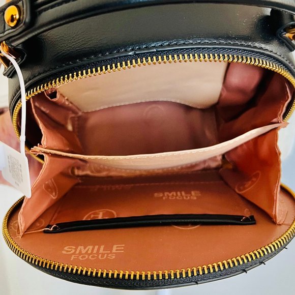 NWT Smile Focus Celestial Eye Embroidered Black Leather Crossbody Luxury Handbag - Picture 14 of 16